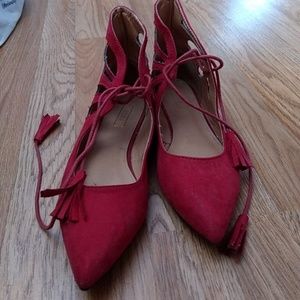Red pointy toe flats